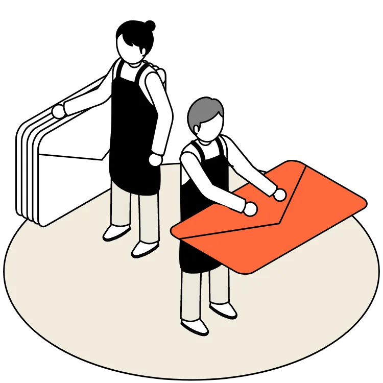 郵便物を仕分けする人のイラスト